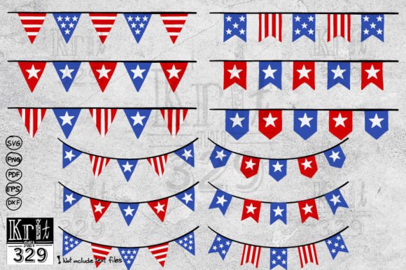 4th of July Bunting Flag: Graphics for Crafts & Content