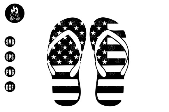 America Flag Flip Flop Graphics for Crafts
