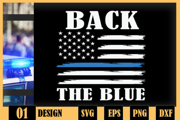 American Flag Back the Blue Line Graphics for Crafts