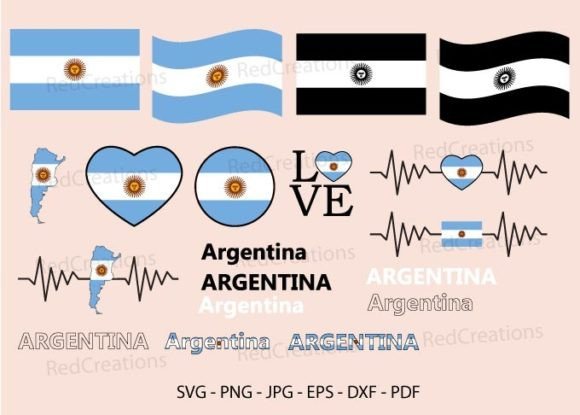 Argentina Flag SVG Bundle: Love & Waving Graphics for Crafts