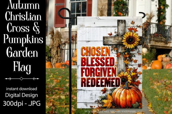 Autumn Christian Garden Flag Design 1