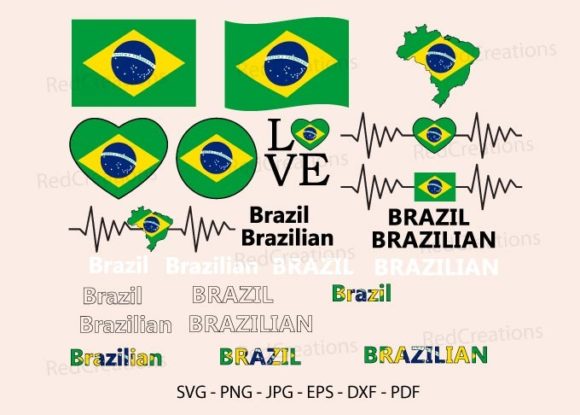 Brazil Flag Bundle Graphics for Crafts and Local Branding