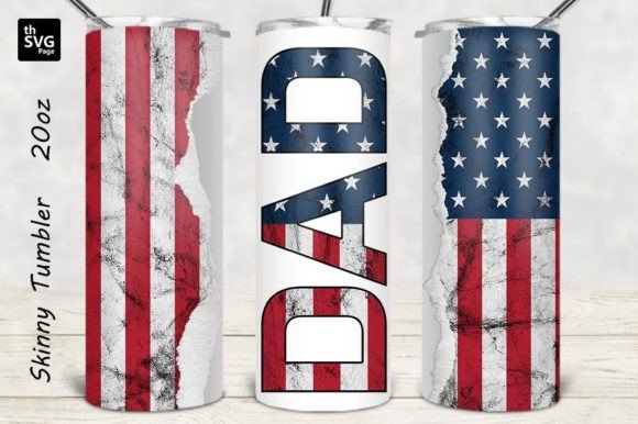 DAD American Flag Tumbler Design PNG: Graphics for Crafts & Local Branding