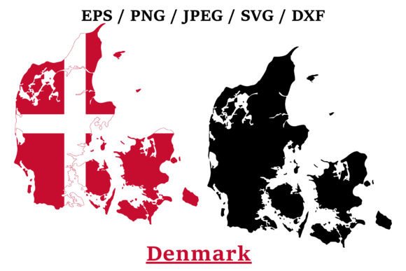 Denmark National Flag Map Design: Graphics for Crafts