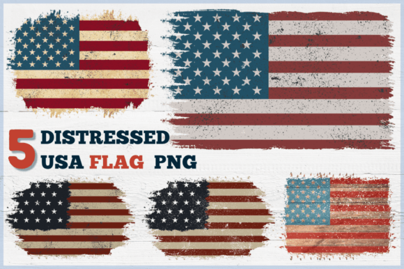 Distressed USA Flag PNG Bundle: Graphics for Crafts & Real Projects