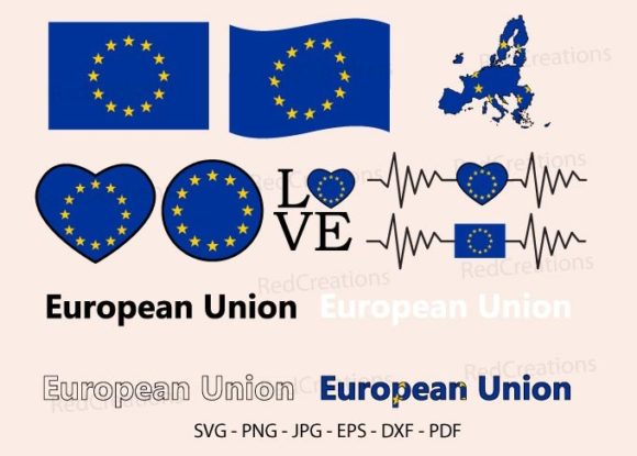 EU Flag Svg Bundle, Love