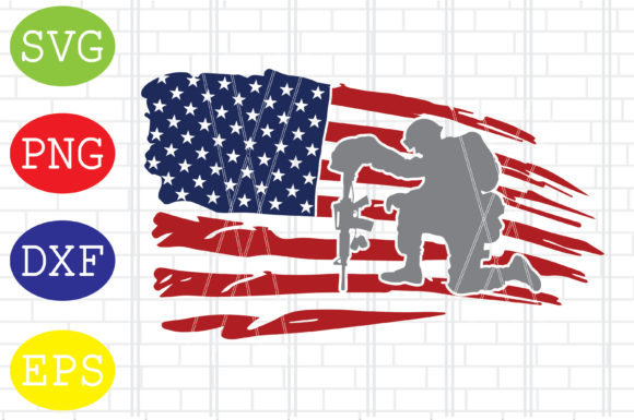Flag with Soldier Svg for Crafts and Graphics
