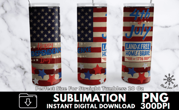 Fourth of July Flag Vintage Tumbler: Graphics for Crafts & Seasonal Branding