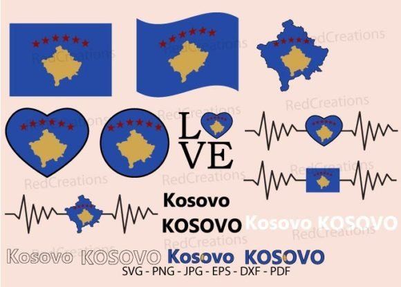 Kosovo Flag SVG Bundle: Graphics for Crafts & Content
