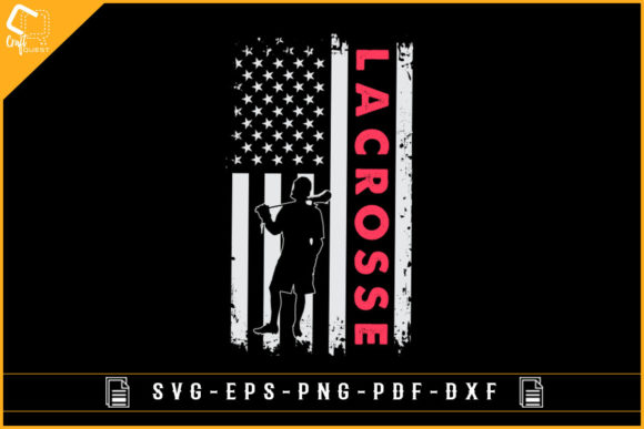 Lacrosse Player Silhouette USA Flag Svg Graphics for Crafts