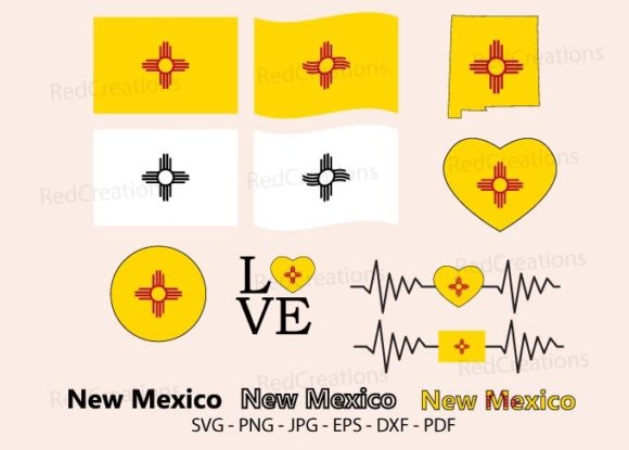New Mexico Flag Graphics for Crafts and Web Design