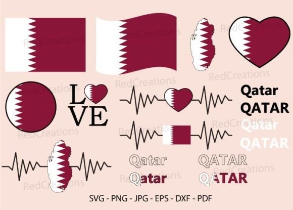 Qatar Flag SVG Bundle: Graphics & Crafts