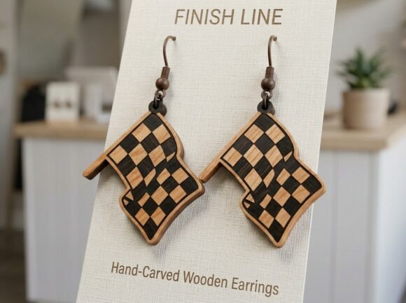 Racing Flag Earring Laser Cut Design for Bold Branding