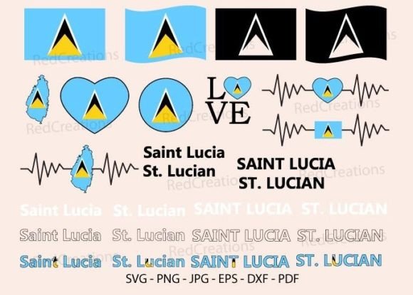 Saint Lucia Flag Bundle SVG: Graphics for Crafts & Branding