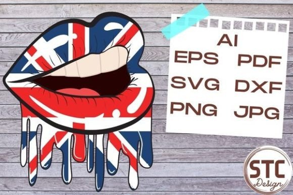 Sexy Dripping Lips British Flag Graphics for Crafts