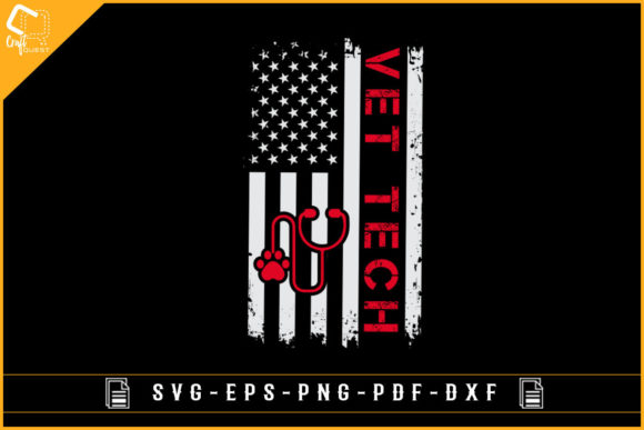 Vet Tech with USA Flag Graphics for Crafts